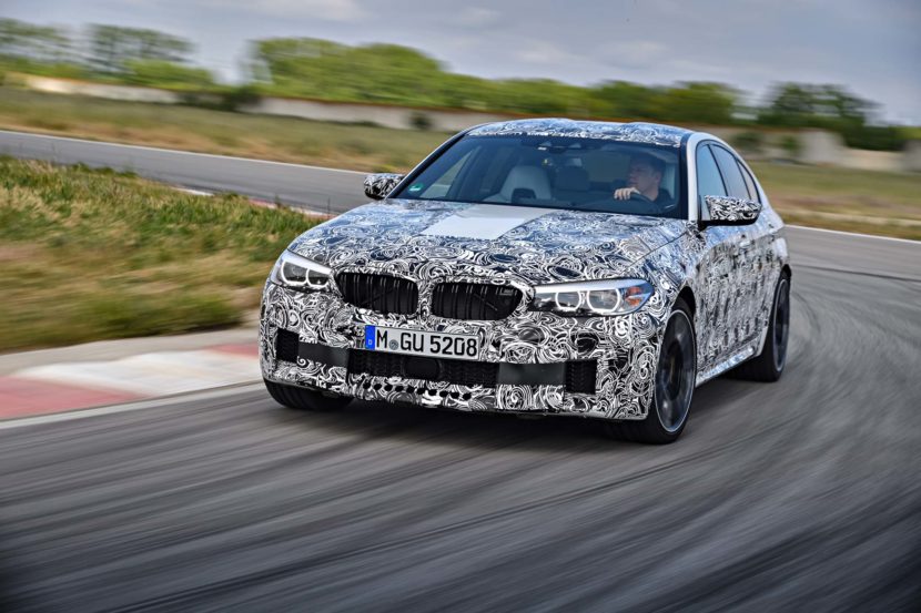 2018 BMW M5 Prototype front three quarter in motion 10 830x553