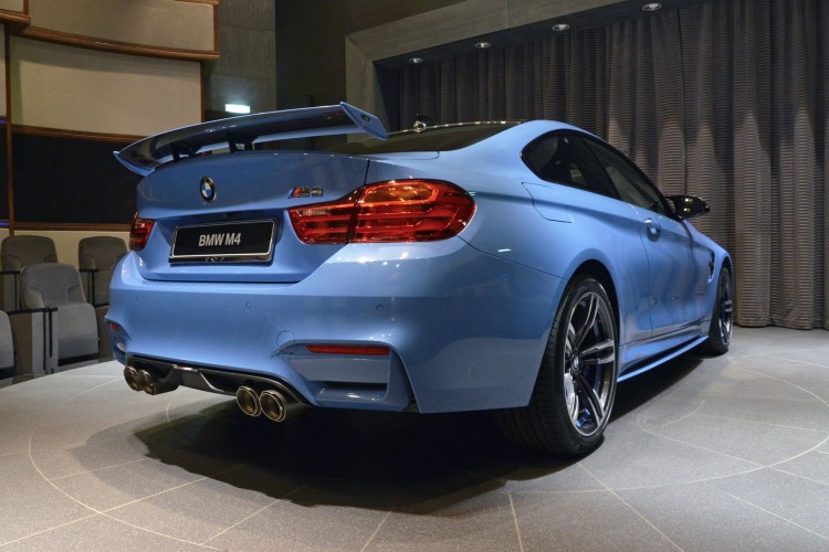 Yas Marina Blue BMW M4 Coupe with racing wing