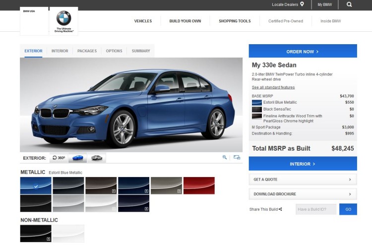 BMW USA 330e Configurator Is Online