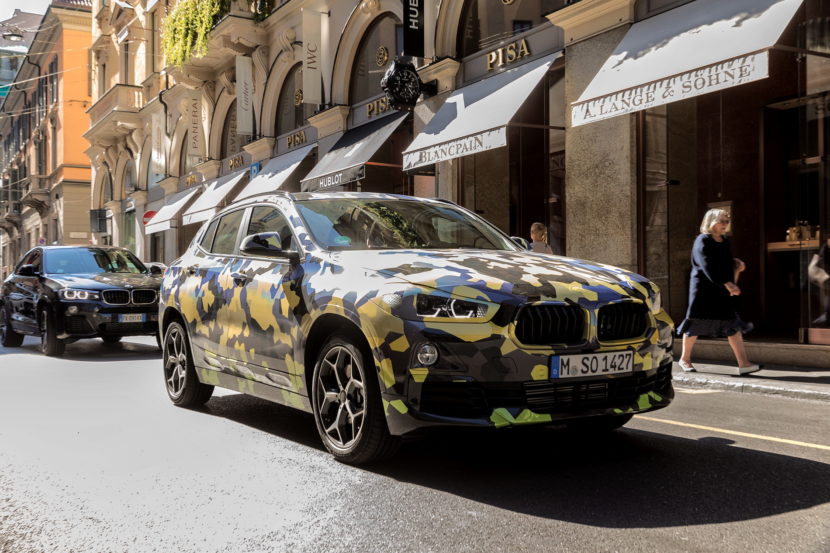 Camouflaged BMW X2 goes to the Milano Fashion Show