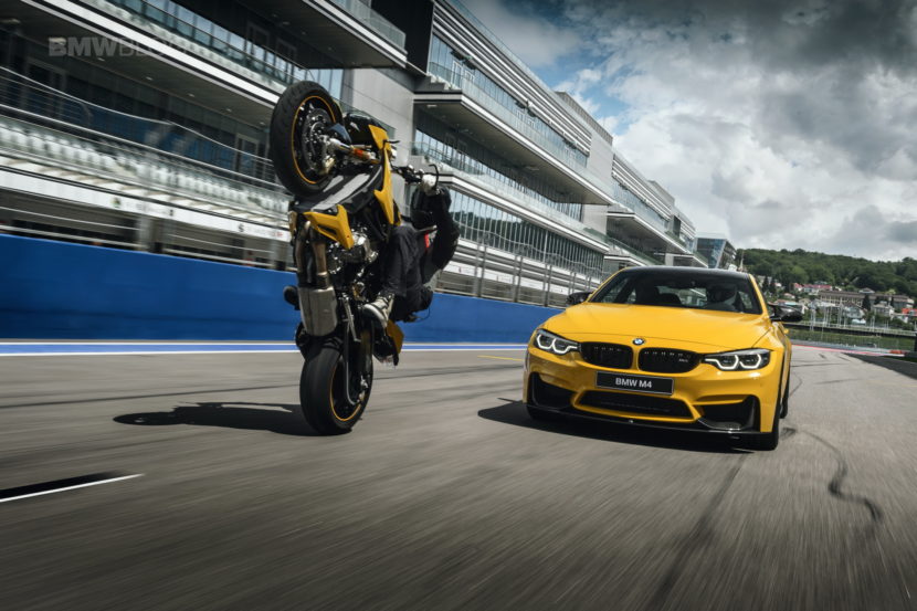Special editions BMW M4 and S 1000 R in Speed Yellow and Laguna Seca Blue