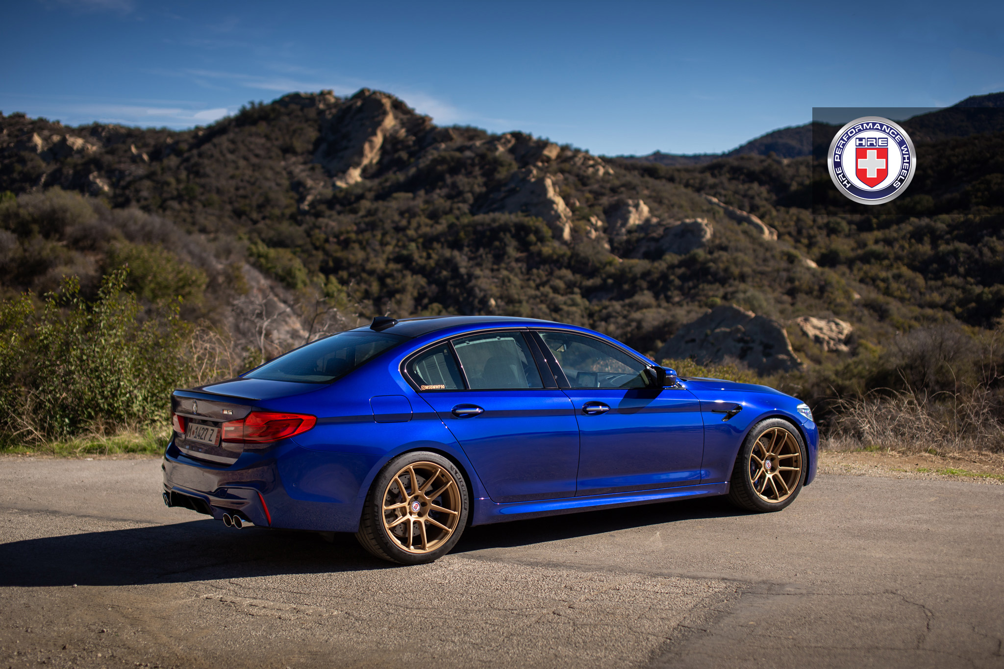 Estoril Blue BMW M5 with HRE RC104 Wheels in Satin Gold