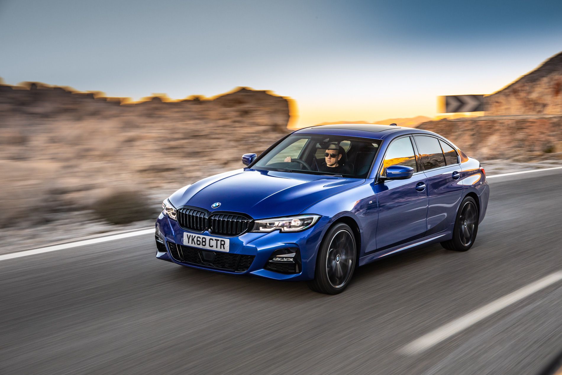 2019 BMW 320d shown in Portimao Blue during a photoshoot