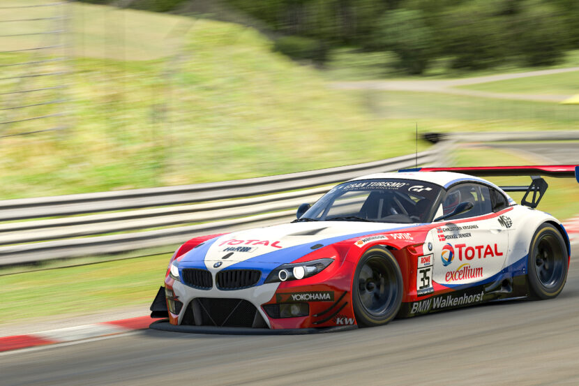 Two BMW Z4 GT3 cars finish on the podium on the virtual Nordschleife