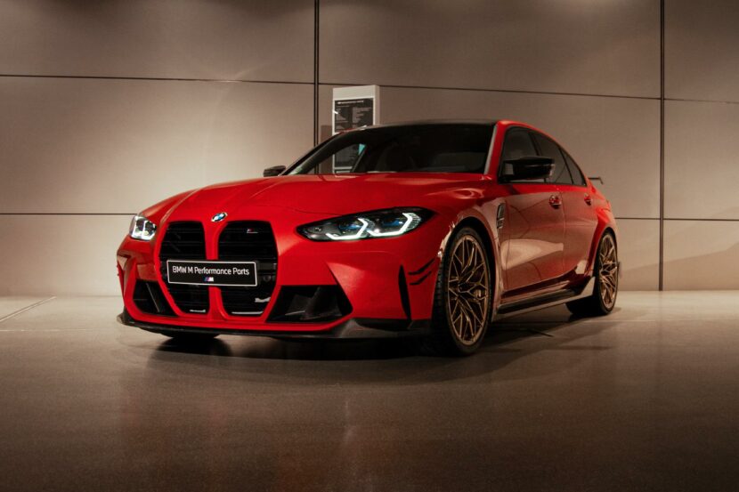 2021 BMW M3 in Toronto Red features the latest M Performance Parts