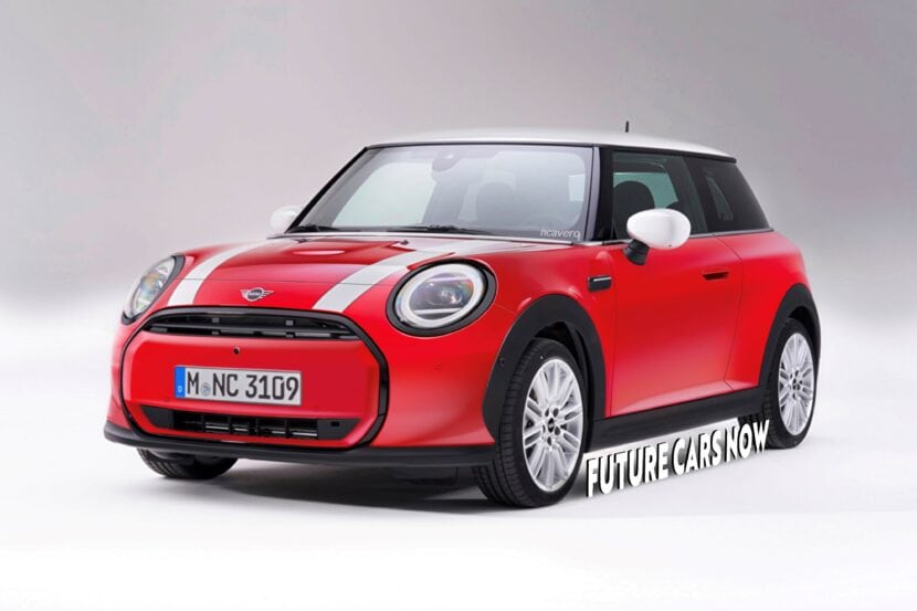 2023 MINI Electric Hatch rendered in production form based on spy shots