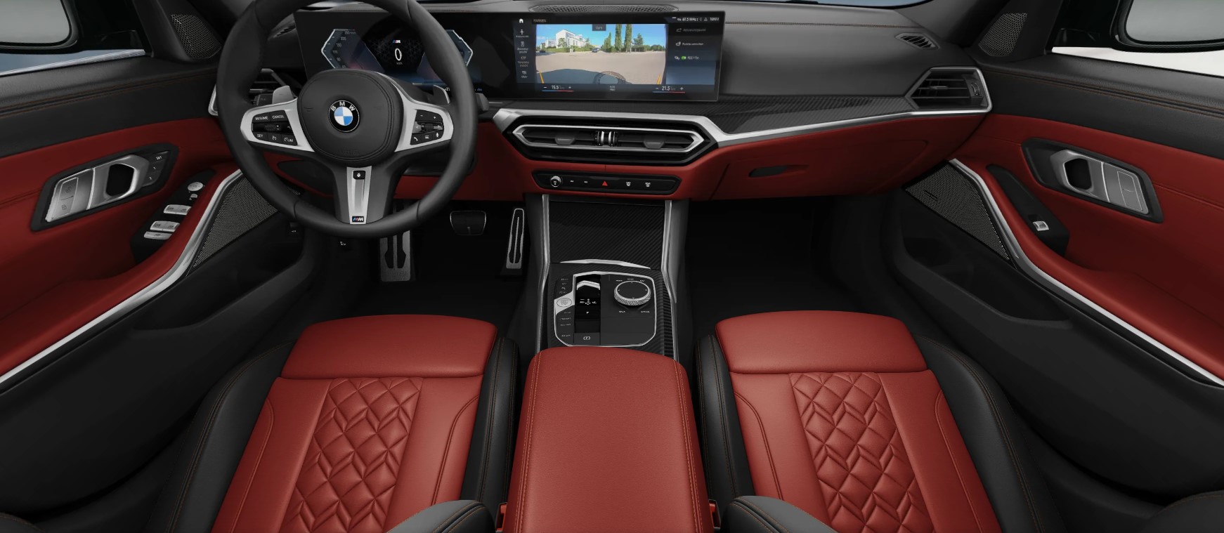 2023 BMW M340i Video Highlights Fiona Red Interior With Carbon Fiber Trim