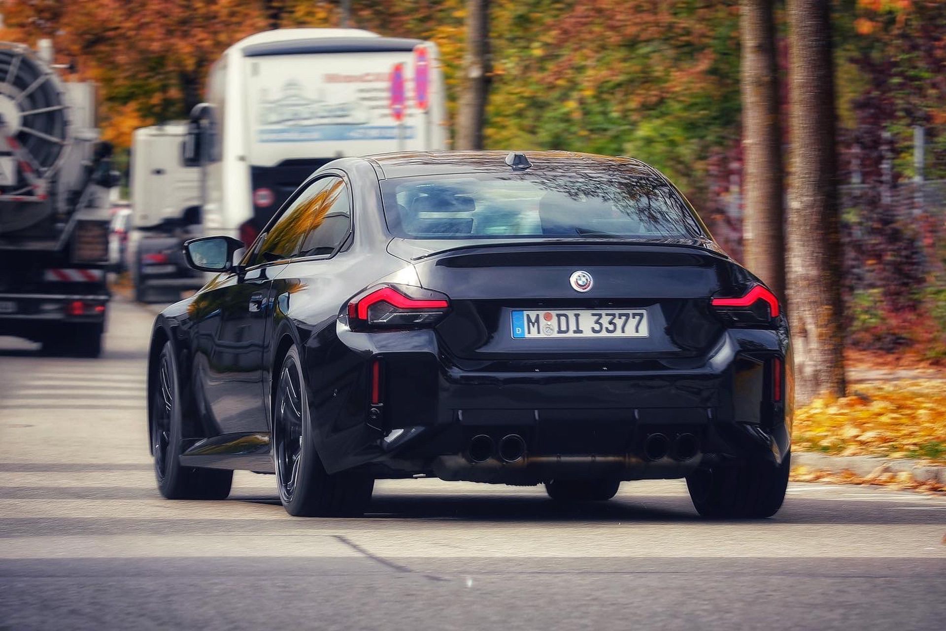 The 2023 BMW M2 (G87) in Sapphire Black spotted on the road