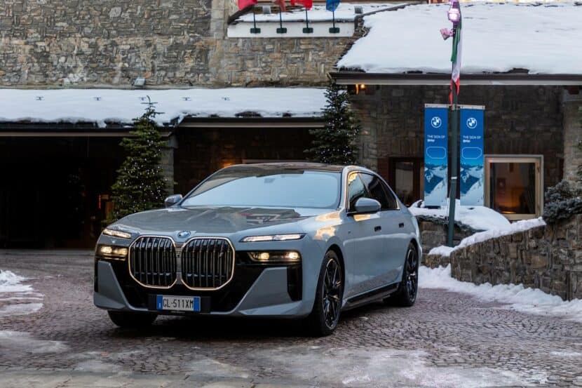 2023 BMW i7 Painted In M Brooklyn Grey Visits Snowy Italian Town