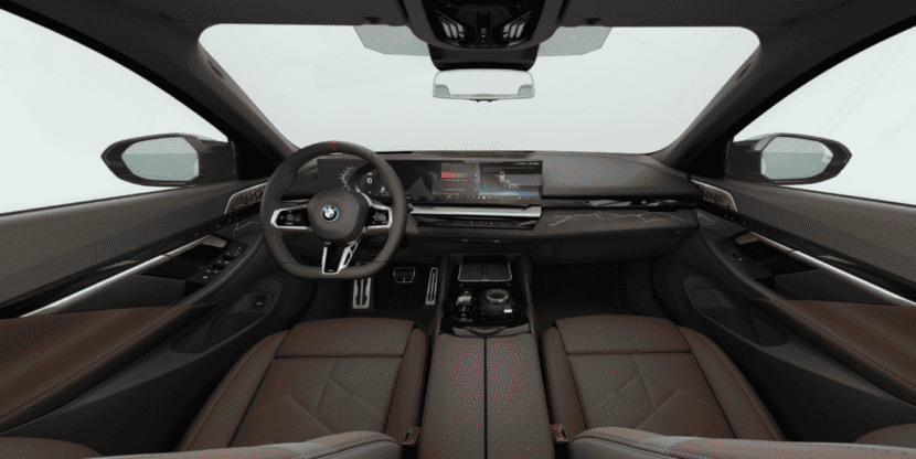 Interior of the BMW i5 featuring Individual Fine Wood Open Power w/ Silver Bronze Inlay and Accent