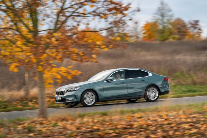Basic 2024 BMW 520d Cape York Green Poses In Gorgeous Fall Scenery