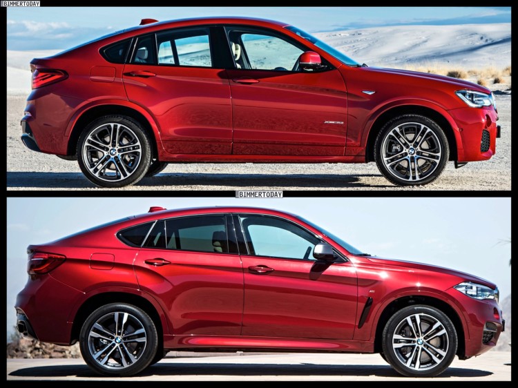 Bild Vergleich BMW X6 F16 X4 F26 SUV Coupe xDrive 2014 03 750x562