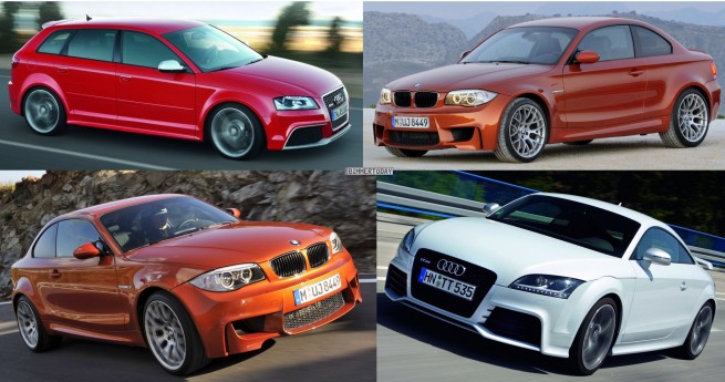 Bildvergleich-Audi-RS3-BMW-1er-M-Audi-TT-RS-Front