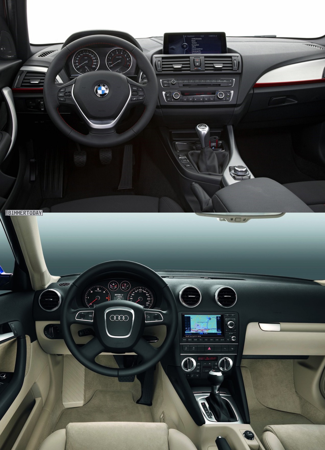 Bildvergleich BMW 1er F20 Audi A3 Sportback Interieur
