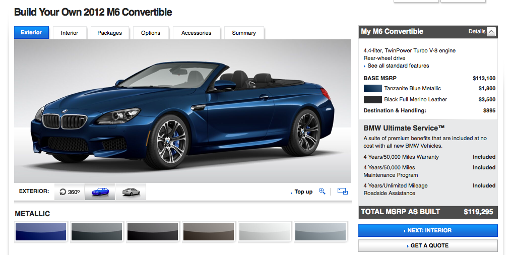 2012 BMW M6 Convertible Online Configurator now on BMWUSA.com